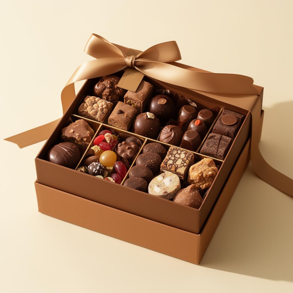 Caja de dulces decorada con lazo